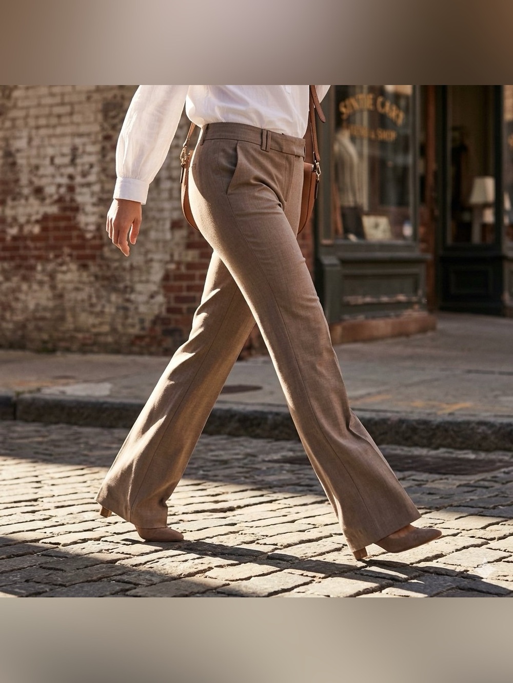 LOFT Marisa Tan Wide Leg Trouser Pants Dress Work 14T